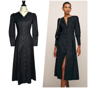 Reformation | Women | Halia Long Sleeve Button Front Poplin Midi Dress | US 6